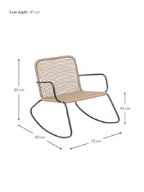 Rattan-Schaukelstuhl Mundo mit Metall-Gestell, Gestell: Metall, pulverbeschichtet, Sitzfläche: Polyethylen, Beige, B 73 x T 89 cm