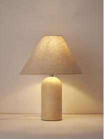 Lampe à poser avec pied en marbre Gia, Beige, marbré, Ø 30 x haut. 39 cm