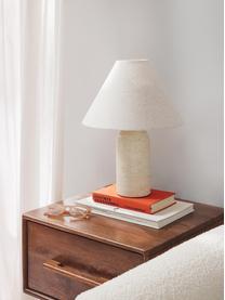 Lampada da tavolo con base in marmo Gia, Paralume: 50% lino, 50% poliestere, Beige marmorizzato, Ø 30 x Alt. 39 cm