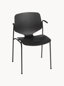 Chaise à accoudoirs artisanale Nova Sea, Noir, larg. 55 x prof. 56 cm