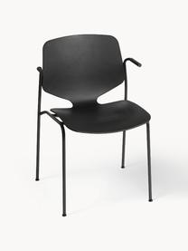 Chaise à accoudoirs artisanale Nova Sea, Noir, larg. 55 x prof. 56 cm