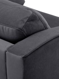 Fauteuil classique velours gris foncé Alva, Revêtement : gris Pieds : hêtre, teinte sombre