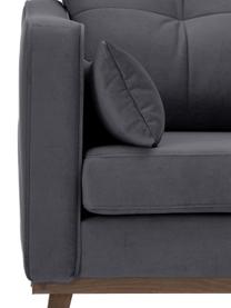 Fauteuil classique velours gris foncé Alva, Revêtement : gris Pieds : hêtre, teinte sombre