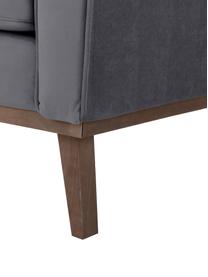 Fotel z aksamitu  z nogami z drewna bukowego Alva, Tapicerka: aksamit (wysokiej jakości, Nogi: lite drewno bukowe, barwi, Aksamitny ciemny szary, S 102 x G 92 cm