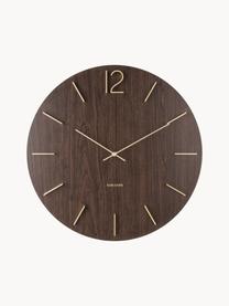 Reloj de pared XL Meek, Agujas: aluminio recubierto, Marrón oscuro, dorado, Ø 50 cm