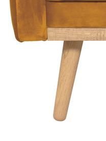 Poltrona in velluto giallo ocra Saint, Rivestimento: velluto (poliestere) Il r, Struttura: Legno di quercia massicci, Velluto giallo senape, Larg. 85 x Prof. 76 cm