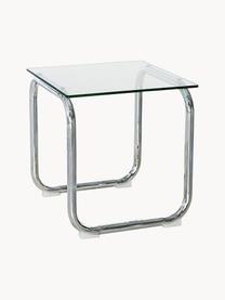 Table d'appoint avec plateau en verre Lulu, Transparent, couleur chrome, larg. 42 x haut. 45 cm