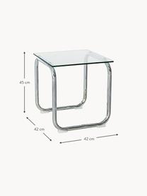 Beistelltisch Lulu mit Glasplatte, Tischplatte: Glas, gehärtet, Gestell: Metall, verchromt, Transparent, Chromfarben, B 42 x H 45 cm