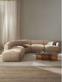 Canapé d'angle modulable 4 places en tissu bouclé Sofia, Bouclé beige clair, larg. 318 x prof. 298 cm, méridienne à gauche