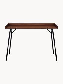 Bureau avec plateau plaqué noyer Rayburn, Bois foncé, noir, larg. 115 x prof. 52 cm