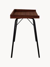 Písací stôl s orechovou dyhou Rayburn, Tmavé drevo, čierna, Š 115 x H 52 cm