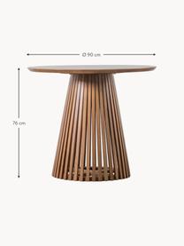 Mesa de comedor redonda de madera Brookland, Ø 90 cm, Asiento: tablero de fibras de dens, Patas: madera de acacia, Madera, Ø 90 cm