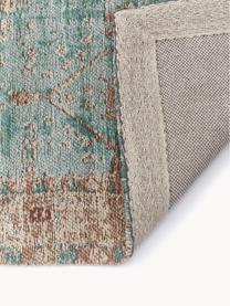 Tappeto in ciniglia tessuto a mano Rimini, Retro: 100% cotone ll materiale , Verde turchese, beige, marrone, Larg. 160 x Lung. 230 cm (taglia M)