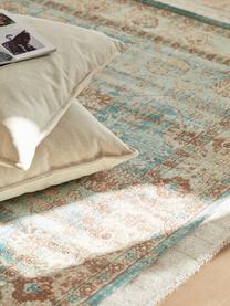 Ručně tkaný žinylkový koberec Rimini, Tyrkysová zelená, béžová, hnědá, Š 160 cm, D 230 cm (velikost M)