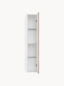 Mueble de baño alto Ago, 25 cm, Estructura: aglomerado con lámina de , Estantes: vidrio, aglomerado con lá, Blanco, aspecto madera de roble, An 25 x Al 130 cm