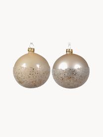 Set de bolas de Navidad Flossy, 6 uds., Vidrio, Crema, Ø 8 cm