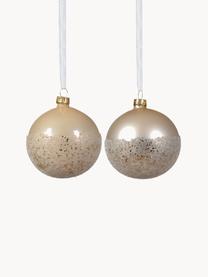 Set de bolas de Navidad Flossy, 6 uds., Vidrio, Crema, Ø 8 cm
