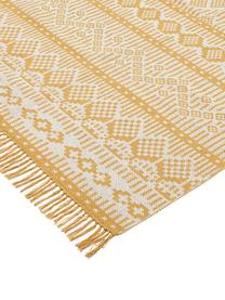 Ethno Teppich Panama aus recycelter Baumwolle, 100% Recycelte Baumwolle, Creme, Senfgelb, B 70 x L 140 cm (Größe XS)