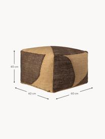 Pouf Forene, Tissu beige, brun foncé, larg. 60 x haut. 40 cm