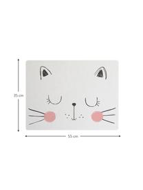 Mantel individual Cat, Fibras de yute y resina, Blanco, rosa, negro, An 35 x L 55 cm