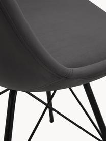 Fluwelen stoelen Eris, 2 stuks, Bekleding: polyester fluweel Met 25., Poten: gepoedercoat metaalkleuri, Fluweel antraciet, B 49 x D 54 cm