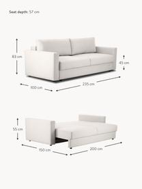 Schlafsofa Tasha (3-Sitzer) mit Stauraum, Bezug: 100% Polyester Der hochwe, Füße: Massives Kiefernholz, Spe, Füße: Kunststoff Dieses Produkt, Webstoff Greige, B 235 x T 100 cm