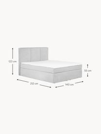 Letto boxspring Oberon, Materasso: nucleo a 5 zone di molle , Piedini: plastica Questo prodotto , Tessuto grigio chiaro, Larg. 140 x Lung. 200 cm, grado di durezza H2