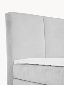 Letto boxspring Oberon, Materasso: nucleo a 5 zone di molle , Piedini: plastica Questo prodotto , Tessuto grigio chiaro, Larg. 140 x Lung. 200 cm, grado di durezza H2