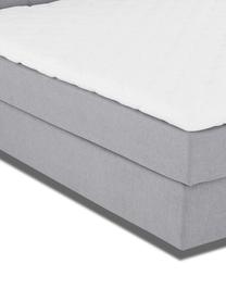 Premium boxspring bed Phoebe, Matras: 7-zones-pocketveringkern , Poten: massief gelakt beukenhout, Grijs, 160 x 200 cm