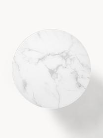 Tavolino rotondo da salotto con piano in vetro effetto marmo Antigua, Struttura: metallo cromato, Bianco effetto marmo. argentato lucido, Ø 80 cm