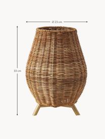 Lampada da tavolo da esterno mobile a LED dimmerabile con telecomando Saona, Fibra naturale, Rattan, Ø 23 x Alt. 33 cm