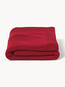 Coperta in cotone con motivo invernale Beryl, 100% cotone, Rosso, Larg. 130 x Lung. 170 cm