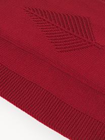 Coperta in cotone con motivo invernale Beryl, 100% cotone, Rosso, Larg. 130 x Lung. 170 cm