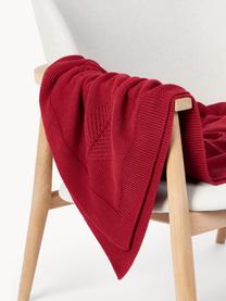 Plaid en coton avec motif hivernal Beryl, 100% coton, Rouge, larg. 130 x long. 170 cm