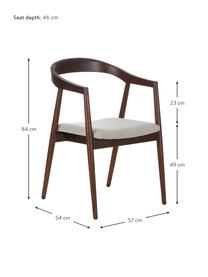 Silla con reposabrazos de madera con asiento tapizado Lloyd, Tapizado: poliéster Alta resistenci, Estructura: madera de abedul contrach, Beige, abedul, An 57 x F 54 cm