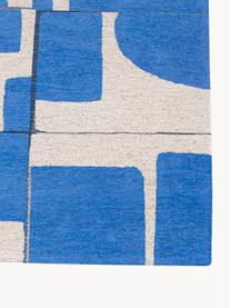 Tappeto con motivo grafico Papercut, 100% poliestere, Blu, bianco crema, Larg. 80 x Lung. 150 cm (taglia XS)