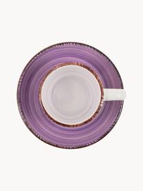 Tazas espresso con platito Baita, 6 uds., Gres (dolomita) pintado artesanalmente, Multicolor, Ø 7 x Al 6 cm, 90 ml