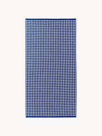 Ręcznik plażowy z bawełny Fancy, Ciemny niebieski, biały, S 90 x D 170 cm