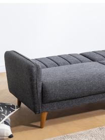 Sofa rozkładana Aqua (3-osobowa), Tapicerka: len, Stelaż: drewno rogowe, metal, Nogi: drewno naturalne, Ciemny szary, S 202 x G 85 cm