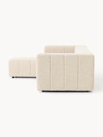 Modulares Bouclé-Sofa Lena (4-Sitzer) mit Hocker, Bezug: Bouclé (93 % Polyester, 6, Gestell: Buchenholz, Spanplatte, H, Bouclé Hellbeige, B 287 x T 181 cm