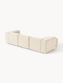 Modulares Bouclé-Sofa Lena (4-Sitzer) mit Hocker, Bezug: Bouclé (93 % Polyester, 6, Gestell: Buchenholz, Spanplatte, H, Füße: Kunststoff, Bouclé Hellbeige, B 287 x T 181 cm