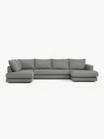 Narożna sofa Tribeca, Tapicerka: 100% poliester Dzięki tka, Stelaż: lite drewno sosnowe, Nogi: lite drewno bukowe, lakie, Taupe tkanina, S 356 x G 195 cm, lewostronna