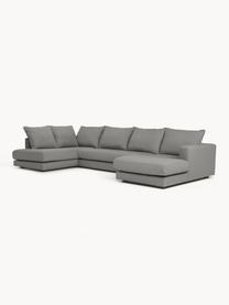 Narożna sofa Tribeca, Tapicerka: 100% poliester Dzięki tka, Stelaż: lite drewno sosnowe, Nogi: lite drewno bukowe, lakie, Taupe tkanina, S 356 x G 195 cm, lewostronna