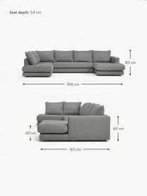 Narożna sofa Tribeca, Tapicerka: 100% poliester Dzięki tka, Stelaż: lite drewno sosnowe, Nogi: lite drewno bukowe, lakie, Taupe tkanina, S 356 x G 195 cm, lewostronna