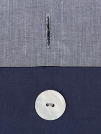 Posteľná bielizeň z bavlneného saténu s plachtou, 4 diely, Modrá, sivomodrá