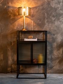 Schwarzes Highboard Boli mit Rillenglas und Metallrahmen, Gestell: Metall, pulverbeschichtet, Front: Sicherheitsglas, Schwarz, B 65 x H 105 cm