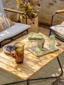 Ogrodowy stolik kawowy z drewna akacjowego Hampton, Blat: drewno akacjowe, Stelaż: metal powlekany, Drewno akacjowe, czarny, S 90 x G 60 cm
