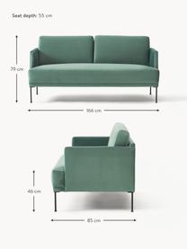 Samt-Sofa Fluente (2-Sitzer), Bezug: Samt (Hochwertiger Polyes, Gestell: Massives Kiefernholz, Samt Petrol, B 166 x T 85 cm