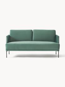 Samt-Sofa Fluente (2-Sitzer), Bezug: Samt (Hochwertiger Polyes, Gestell: Massives Kiefernholz, Füße: Metall, pulverbeschichtet, Samt Petrol, B 166 x T 85 cm