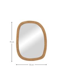 Handgemachter Wandspiegel Organic mit Rattanrahmen, Rahmen: Rattan, Spiegelfläche: Spiegelglas, Helles Holz, B 55 x H 75 cm